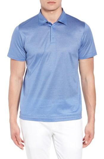 Men's David Donahue Fine Line Polo - Blue