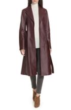 Women's Theory Nappa Leather Trench Coat, Size - Burgundy
