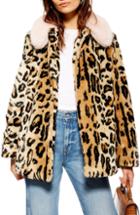 Women's Topshop Zoey Faux Fur Leopard Jacket