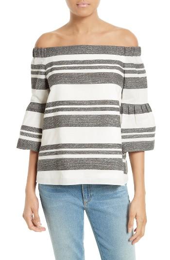 Women's Tibi Organza Stripe Off The Shoulder Top