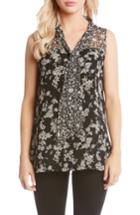 Women's Karen Kane Print Contrast Tie Sleeveless Top - Black