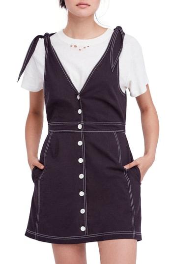 Women's Free People London Town Overall Romper - Black