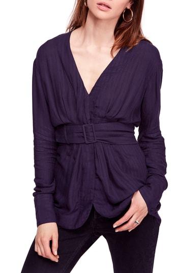 Women's Free People Back In The Spotlight Shirt - Purple