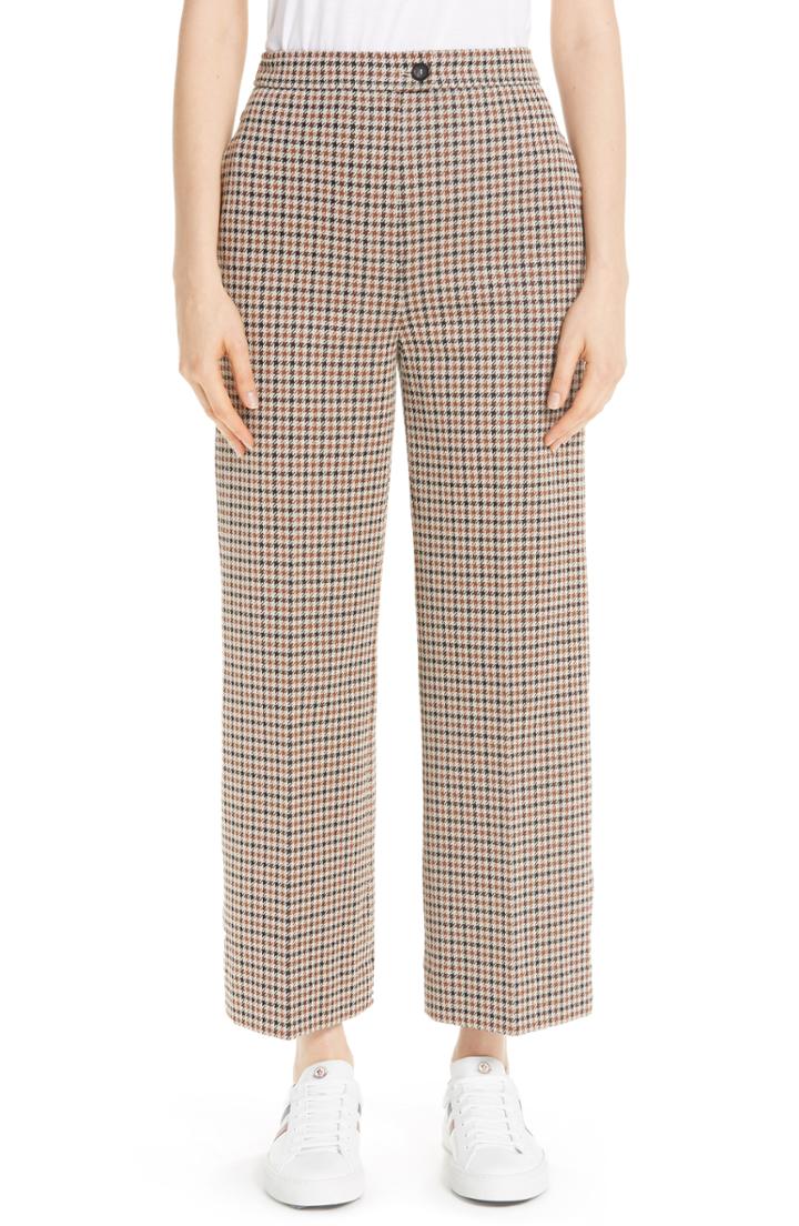 Women's Moncler Houndstooth Straight Leg Pants Us / 40 It - Brown