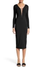 Women's T By Alexander Wang Lace-up Midi Dress - Black