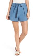 Women's J.o.a. Tie Front Chambray Shorts - Blue