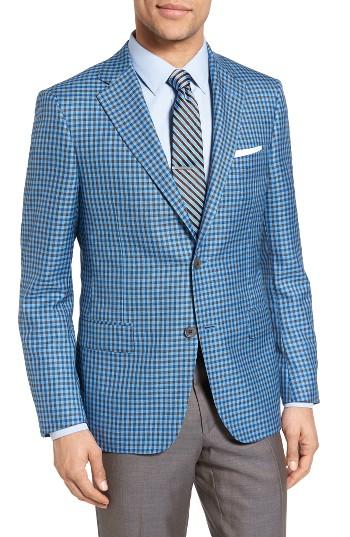 Men's Samuelsohn Classic Fit Check Wool & Silk Sport Coat R - Blue