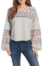Women's J.crew Tulle Trim V-neck Sweater, Size - Grey