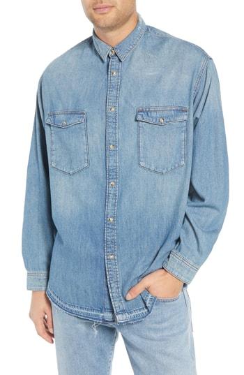 Men's The Kooples Denim Classic Fit Western Shirt - Blue