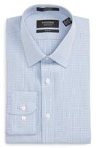 Men's Nordstrom Men's Shop Trim Fit Non-iron Check Dress Shirt .5 34/35 - Blue