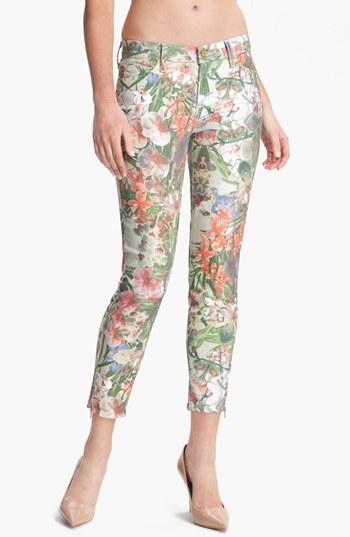 7 For All Mankind 'the Skinny' Crop Jeans (ecru Tropical Print) Womens Ecru Tropical Print