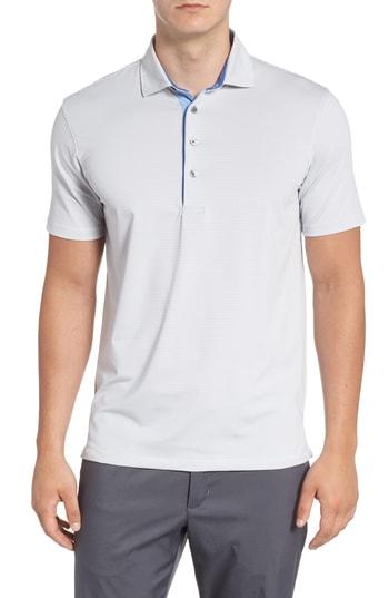 Men's Greyson Saranac Trim Fit Feeder Stripe Polo - Grey