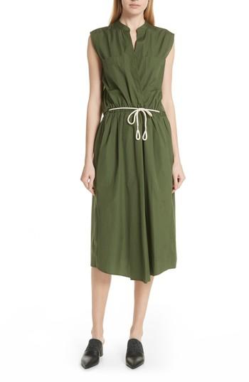 Women's Vince Back Cutout Cotton Utility Dress - Green