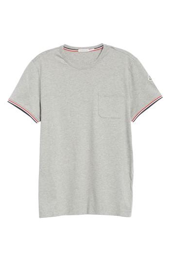 Men's Moncler Tipped Sleeve T-shirt, Size - Grey