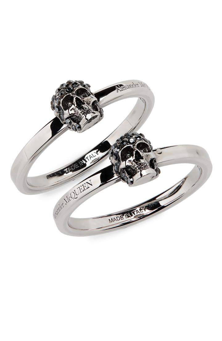 Women's Alexander Mcqueen Set Of 2 Mini Skull Stacking Rings