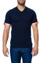 Men's Maceoo V-neck Stretch T-shirt (l) - Blue