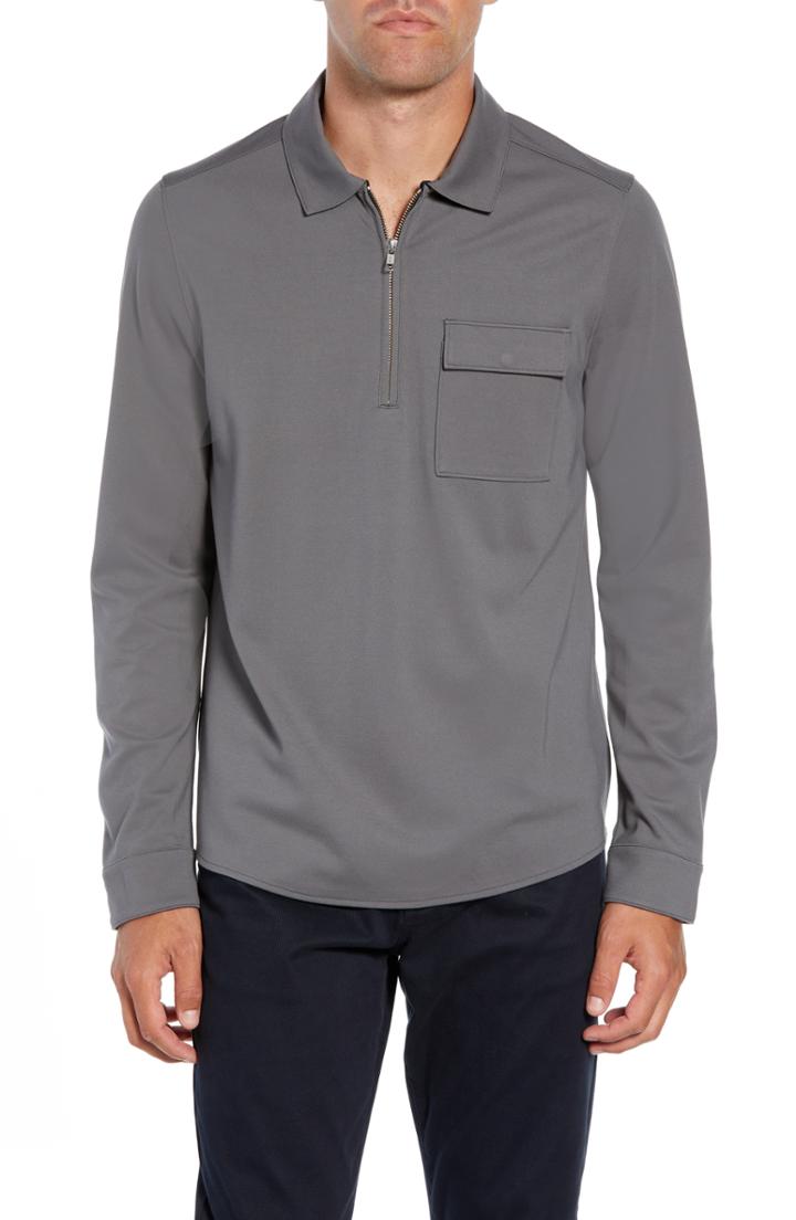 Men's Calibrate Pocket Zip Jersey Polo - Grey