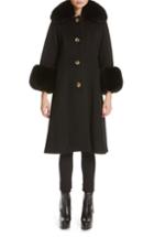 Women's Saks Potts Yvonne Wool Coat With Genuine Fox Fur Trim - Black