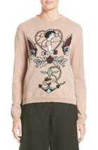 Women's Valentino Tattoo Intarsia Wool & Cashmere Sweater - Beige