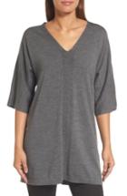 Women's Eileen Fisher Merino Wool Tunic Sweater, Size - Grey
