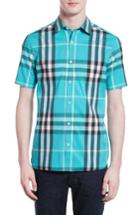 Men's Burberry Brit 'nelson' Trim Fit Short Sleeve Sport Shirt - Green