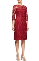 Women's Alex Evenings Embroidered Illusion Shift Dress