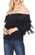 Women's Vince Camuto Tiered Fringe Top, Size - Black