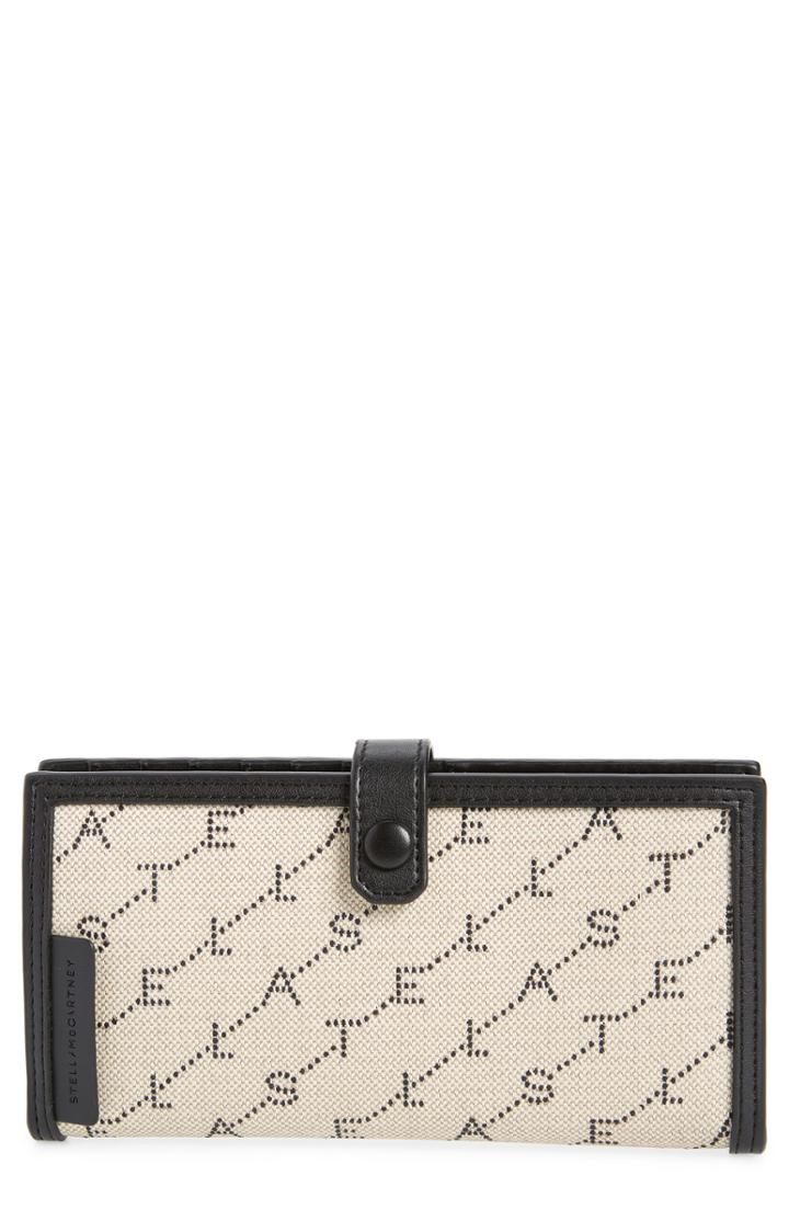 Women's Stella Mccartney Stitched Logo Continental Wallet - Beige