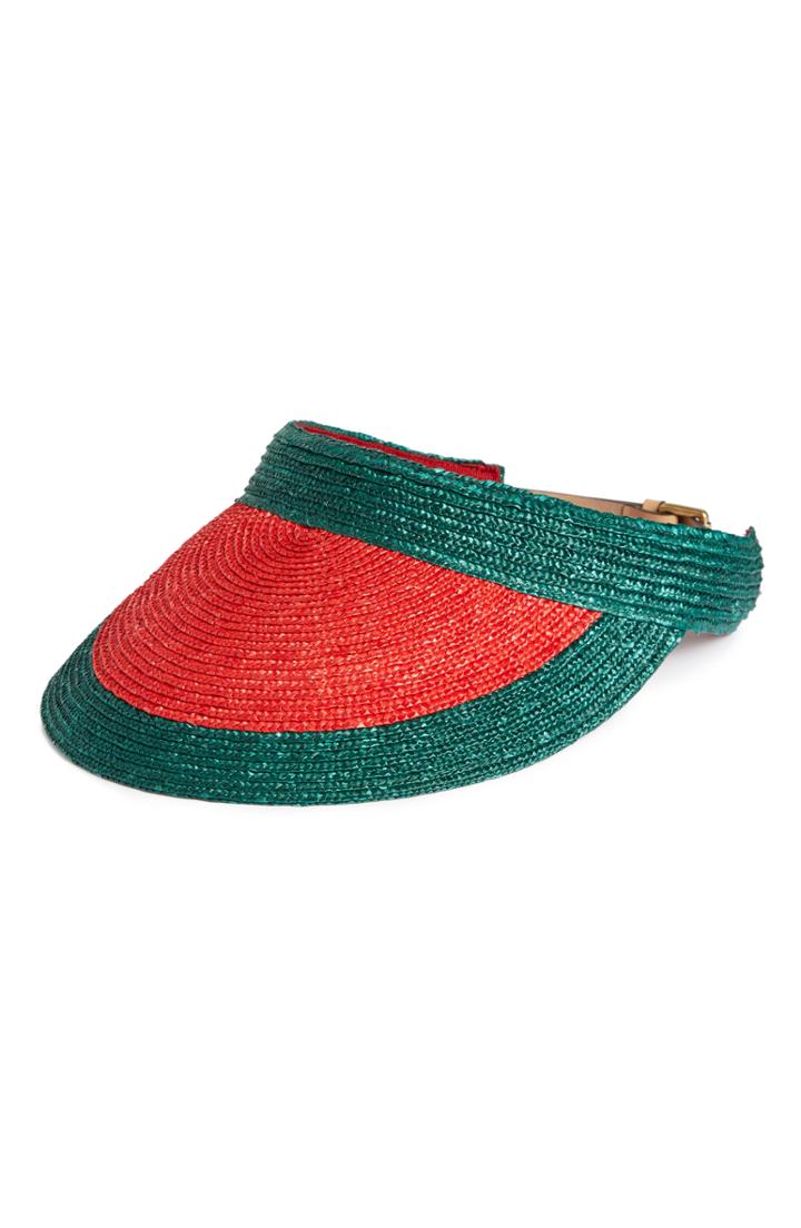 Women's Gucci Manuel Straw Visor - Green