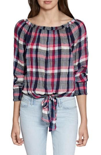 Women's Sanctuary Claire Pinstripe Tie Front Cotton Top - White