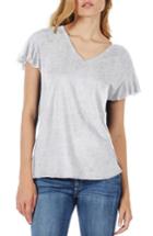 Women's Michael Stars Ruffle Sleeve V-neck Tee, Size - Grey