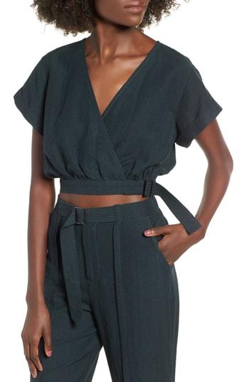 Women's Moon River Surplice Crop Top - Green