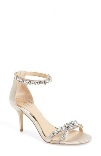 Women's Jewel Badgley Mischka Caroline Embellished Sandal M - Beige
