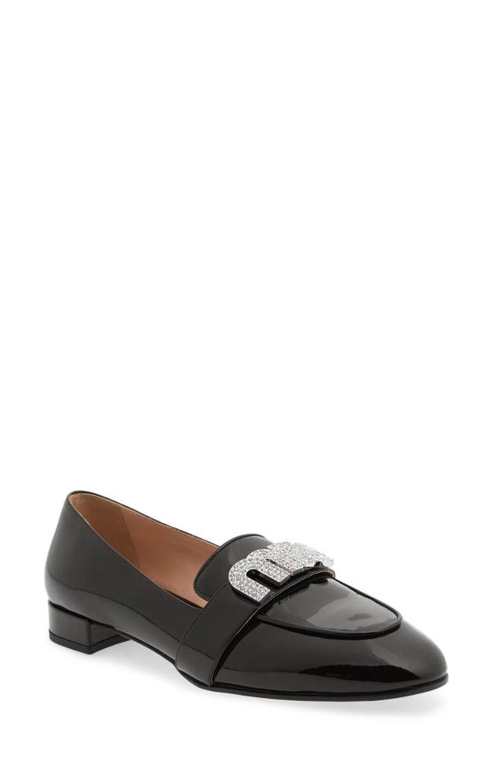 Women's Miu Miu Jeweled Logo Loafer .5us / 39.5eu - Black