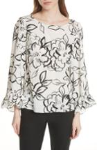 Women's Tracy Reese Flounced Floral Top - White