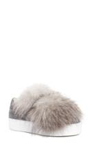 Women's Moncler Victoire Genuine Fox Fur Slip-on Sneaker Eu - Grey