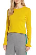 Women's Halogen Scallop Trim Sweater - Yellow