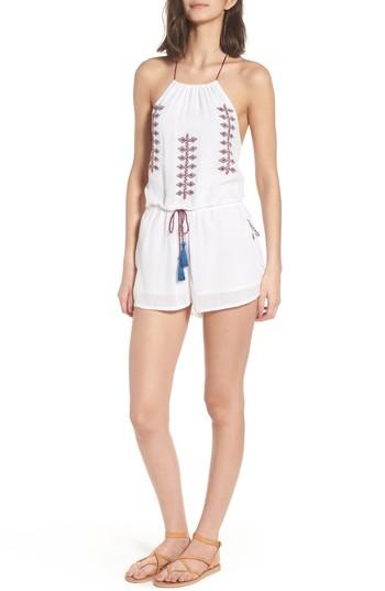 Women's Raga Ensenada Embroidered Halter Romper - White