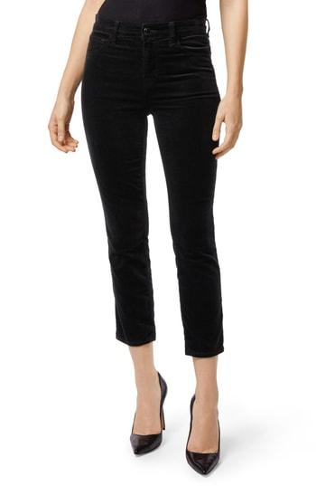 Women's J Brand Ruby High Waist Crop Velvet Pants - Black