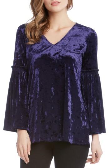Women's Karen Kane Bell Sleeve Velvet Top - Blue