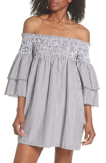 Women's Elan Bell Sleeve Smocked Cover-up Dress - Grey