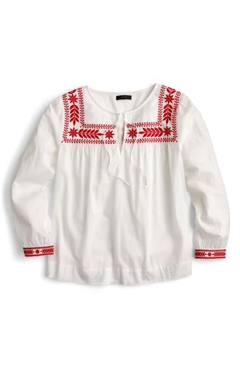 Women's J.crew Embroidered Semolina Top, Size - Red