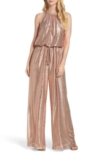 Women's Vince Camuto Metallic Halter Jumpsuit - Pink
