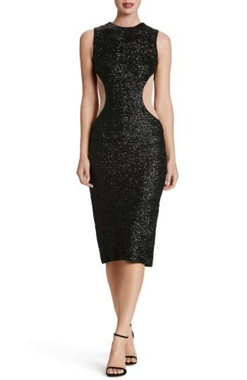 Women's Dress The Population Ryan Side Cutout Sequin Midi Dress - Black