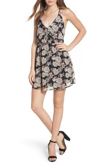Women's Bp. Floral Print Cross Back Dress, Size - Black