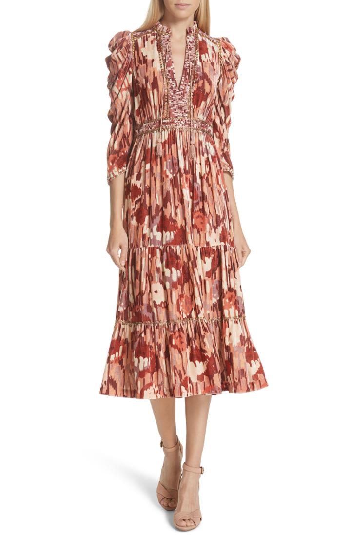 Women's Ulla Johnson Ziggy Velvet Midi Dress