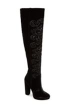 Women's Jessica Simpson Grizella Embroidered Over The Knee Boot .5 M - Black