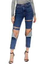 Women's Topshop Slash Mom Jeans W X 30l (fits Like 24w) - Blue