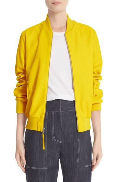 Women's Adam Lippes Lambskin Leather Bomber Jacket