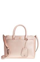 Tory Burch Small Robinson Double-zip Metallic Leather Tote - Pink